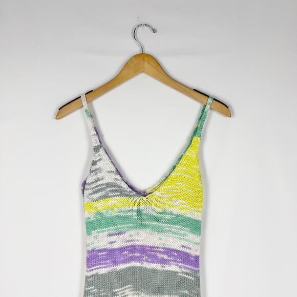 Zara Women's Multicolored Knit Sweater Maxi Midi Dress Medium Orange Purple - Picture 7 of 13